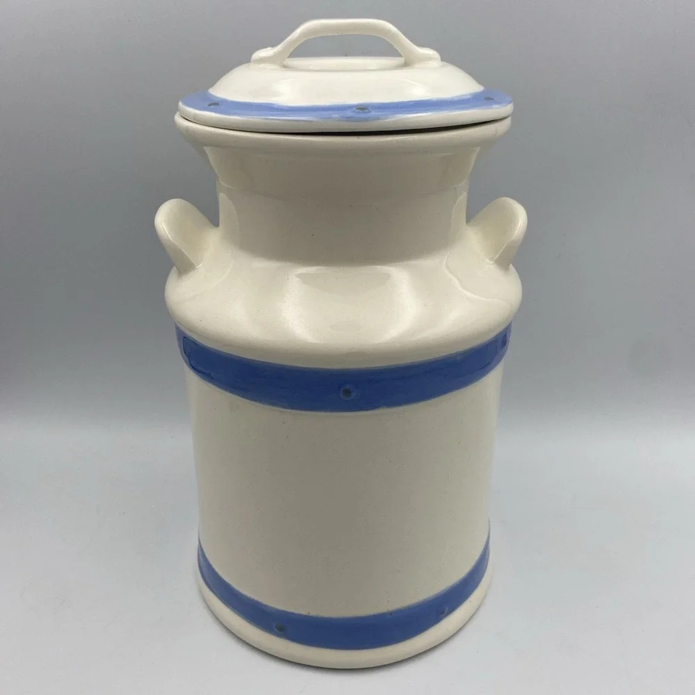 Vintage Treasure Time Cookie Time Ceramic Milk Can Cookie Jar With 3D Cow  11.5